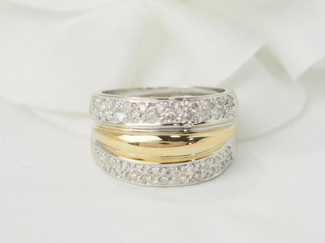 52 Bague triple jonc en or bicolore et diamants 58 Facettes 33502