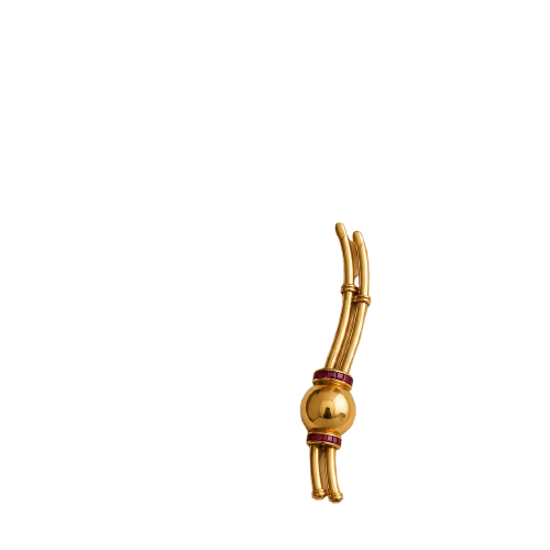 Broche vintage en or jaune 18 kt et rubis