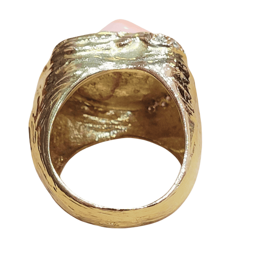 53 Bague en or 18k avec corail peau d’ange et diamants 58 Facettes T372
