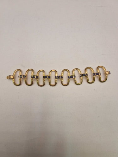 Bracelet vintage boucle en or jaune 18 ct et émail bleu 58 Facettes CV-085