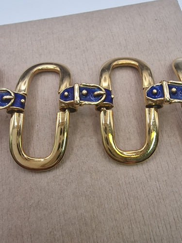 Bracelet vintage boucle en or jaune 18 ct et émail bleu 58 Facettes CV-085