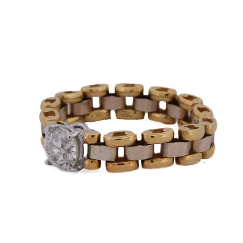 Bague 59 Bague vintage en or jaune 18 kt avec diamant 58 Facettes AN662 '(0569)