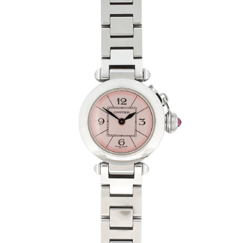 Cartier Pasha - Montre SM en acier cadran rose arabe