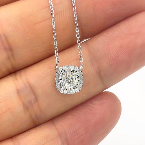 Collier Embrace - Collier halo 0,15 ct en or blanc 18K et diamants 58 Facettes GPD1089WG