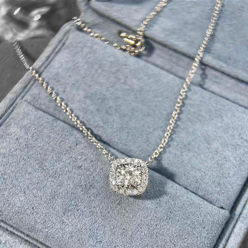 Collier Embrace - Collier halo 0,15 ct en or blanc 18K et diamants 58 Facettes GPD1089WG