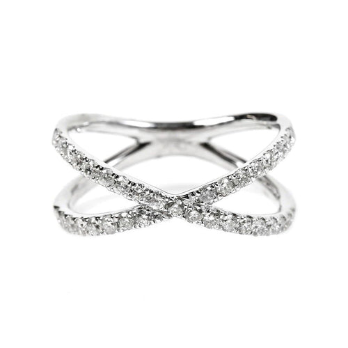 53 One of A Kind - Bague croix en or blanc et diamants 58 Facettes GBR1041WG