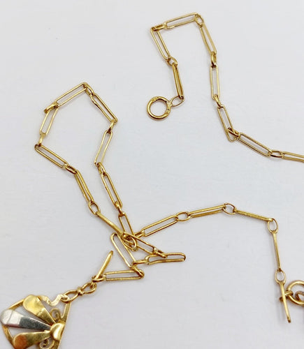 Collier Art déco en or jaune et blanc 18k à palmettes 58 Facettes A07564