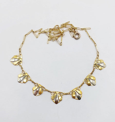 Collier Art déco en or jaune et blanc 18k à palmettes 58 Facettes A07564