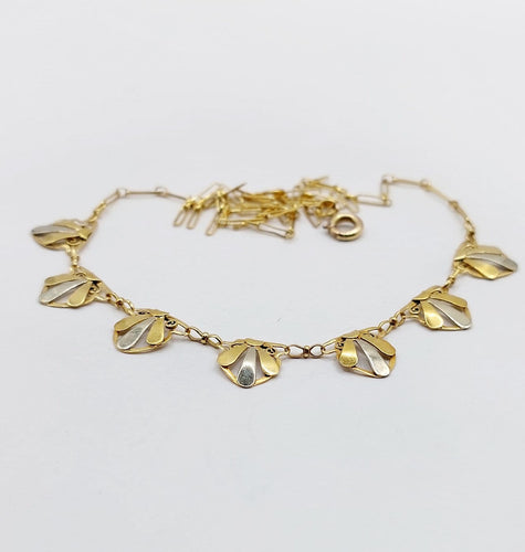 Collier Art déco en or jaune et blanc 18k à palmettes 58 Facettes A07564