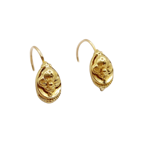 Dormeuses victoriennes en or 18k décorées de fleurs 58 Facettes A07569