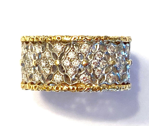 Bague 49 Buccellati Eternelle Vietri - Bague en or jaune et blanc avec diamants 58 Facettes AZ-JAUETE006370