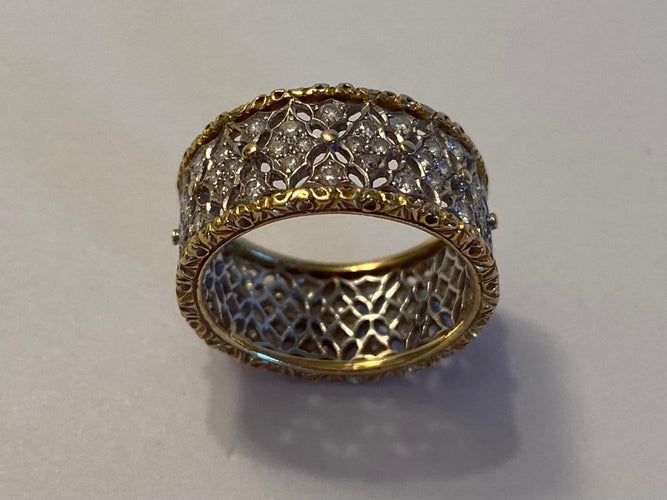 Bague 49 Buccellati Eternelle Vietri - Bague en or jaune et blanc avec diamants 58 Facettes AZ-JAUETE006370