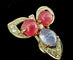 Boucles d'oreilles transformables en or 18 carats, rubis, saphirs et diamants 58 Facettes Boucles 1