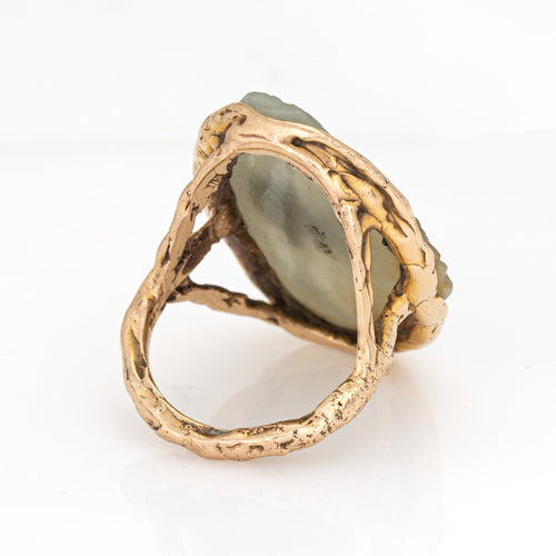 Bague 60 Bague cocktail grenouille sur nénuphar en or jaune 14 carats et agate 58 Facettes G14173
