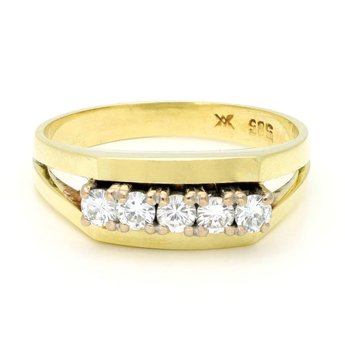 55 Bague rivière en or jaune 14k et diamants 58 Facettes 739BA26D3083404BAB085A134391534F