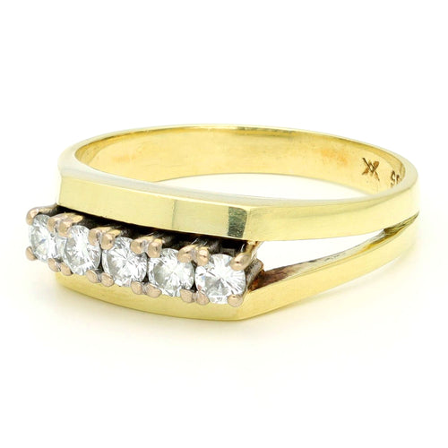 55 Bague rivière en or jaune 14k et diamants 58 Facettes 739BA26D3083404BAB085A134391534F