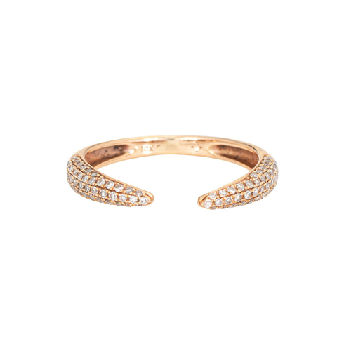 Bague Bague griffe ouverte pavée de diamants en or rose 14 carats 58 Facettes G14197