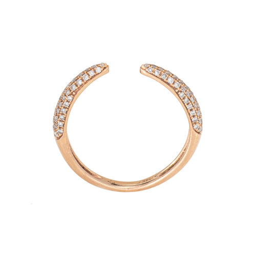 Bague Bague griffe ouverte pavée de diamants en or rose 14 carats 58 Facettes G14197