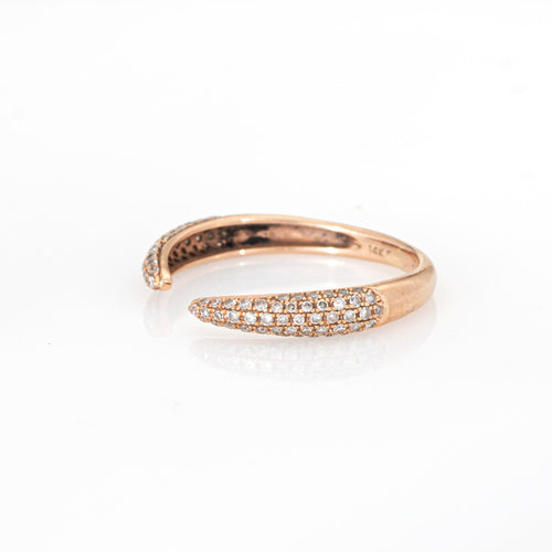 Bague Bague griffe ouverte pavée de diamants en or rose 14 carats 58 Facettes G14197