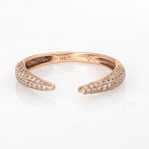 Bague Bague griffe ouverte pavée de diamants en or rose 14 carats 58 Facettes G14197