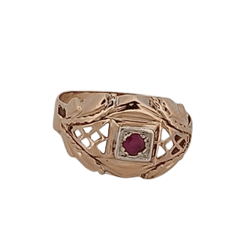 54 Bague Tank en or jaune, platine et rubis 58 Facettes 2779473
