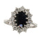 56 Bague en or blanc avec saphir 1,94 ct et diamants 58 Facettes G3994