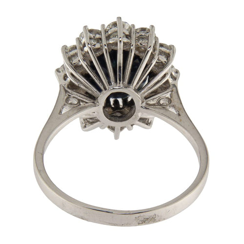 56 Bague en or blanc avec saphir 1,94 ct et diamants 58 Facettes G3994