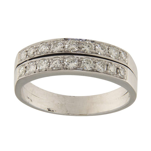 66 Bague jonc en or blanc avec diamants 0,90 ct 58 Facettes G3993