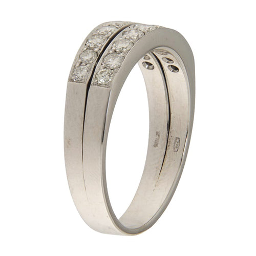 66 Bague jonc en or blanc avec diamants 0,90 ct 58 Facettes G3993