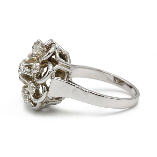 52 Bague marguerite en or blanc 750 et diamant 58 Facettes SA009