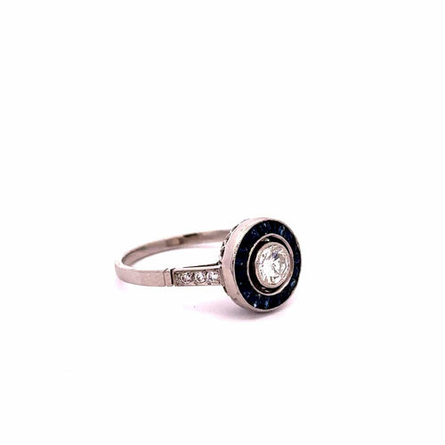 Bague 53 Bird's Eye - Bague en platine avec diamant et saphirs 58 Facettes 50477