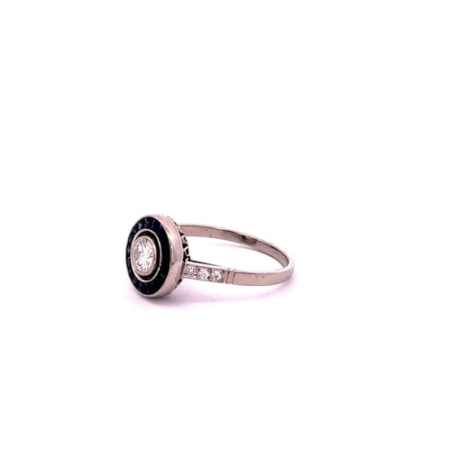 53 Bird's Eye - Bague en platine avec diamant et saphirs 58 Facettes 50477