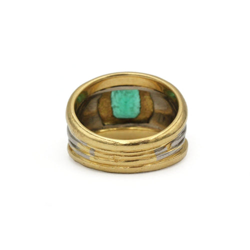 Bague 49 Bague bandeau en deux ors 18K avec émeraude 58 Facettes SA023