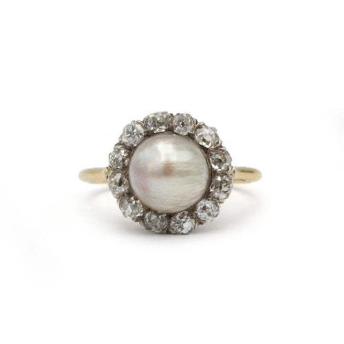 Bague 55 Bague ancienne - Bague en or jaune, diamants et perle fine 58 Facettes SA079