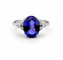 61 Solitaire - Bague en or blanc, tanzanite et diamants 58 Facettes Obt