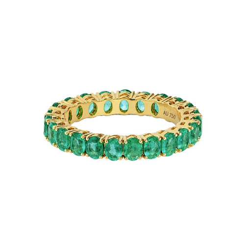 53 Émeraude - Bague d'éternité en or 18K et émeraudes 58 Facettes GBR1039YG