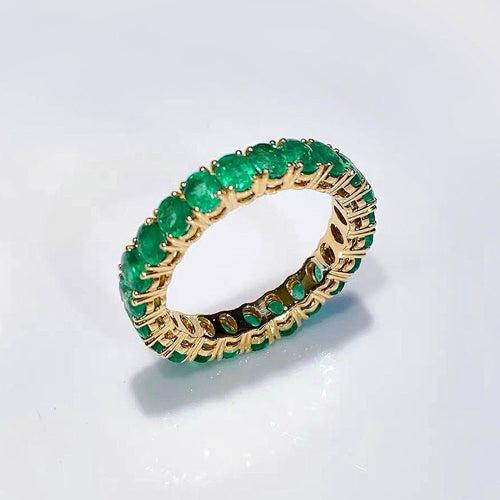 53 Émeraude - Bague d'éternité en or 18K et émeraudes 58 Facettes GBR1039YG