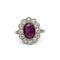 54 Bague pompadour en platine 950, rubis birman non chauffé et diamants 58 Facettes SA020