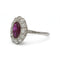 54 Bague pompadour en platine 950, rubis birman non chauffé et diamants 58 Facettes SA020
