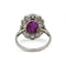 54 Bague pompadour en platine 950, rubis birman non chauffé et diamants 58 Facettes SA020