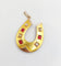 Pendentif fer à cheval en or 18k, perles et verres rouges 58 Facettes A07533