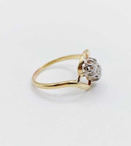 55 Bague toi et moi antique en or 18k, platine et diamants 58 Facettes A07523