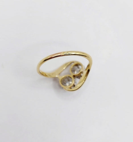 55 Bague toi et moi antique en or 18k, platine et diamants 58 Facettes A07523