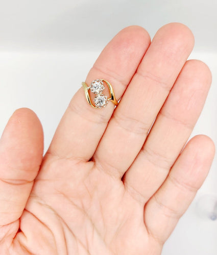 55 Bague toi et moi antique en or 18k, platine et diamants 58 Facettes A07523