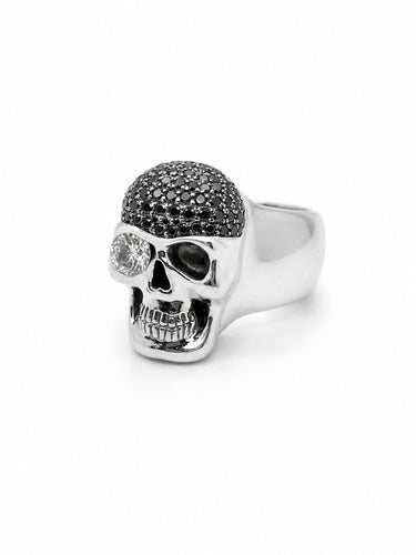 Bague 64 Bague tête de mort en or gris palladié et diamants 58 Facettes 40