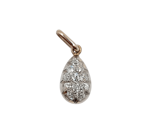 Pendentif antique en or blanc, platine et diamants taille ancienne 58 Facettes A07518