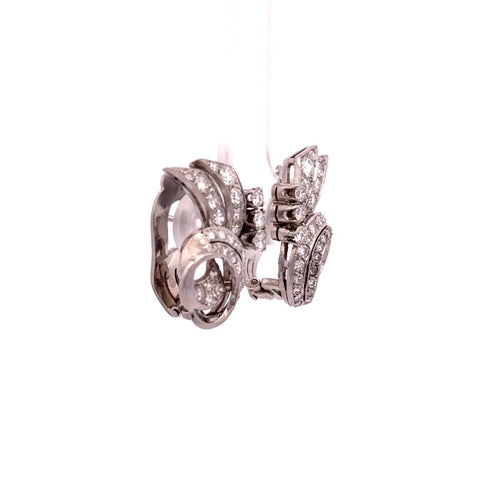 Boucles d'oreilles Art déco - Boucles d'oreilles en platine et diamants 58 Facettes 50480