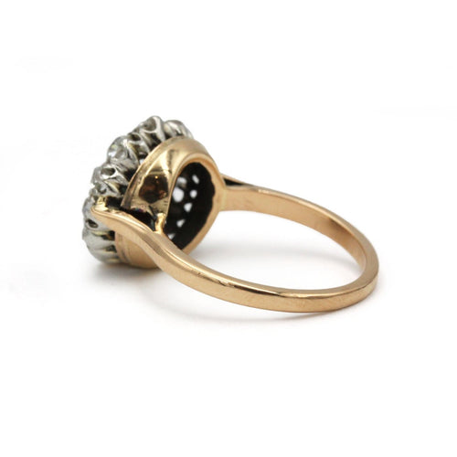 51 Bague ancienne en or jaune, diamants taille ancienne et grenat 58 Facettes SA027