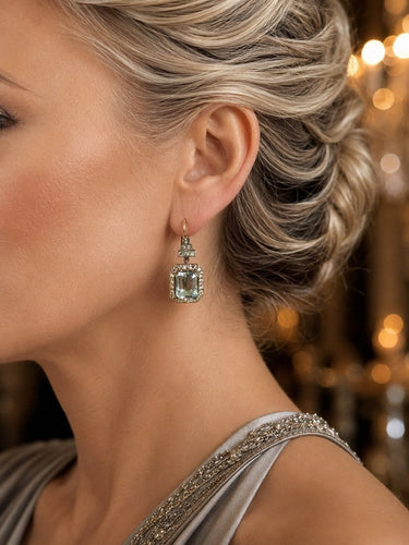 Boucles d'oreilles vintage en or, argent, aigues-marines et diamants 58 Facettes 50483