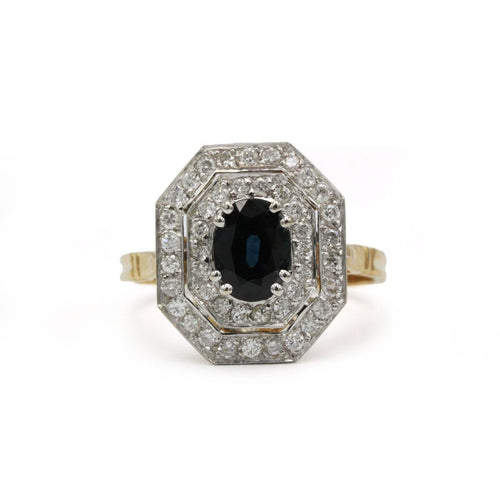 61 Art déco - Bague en or 18K, diamants et saphir 58 Facettes SA030